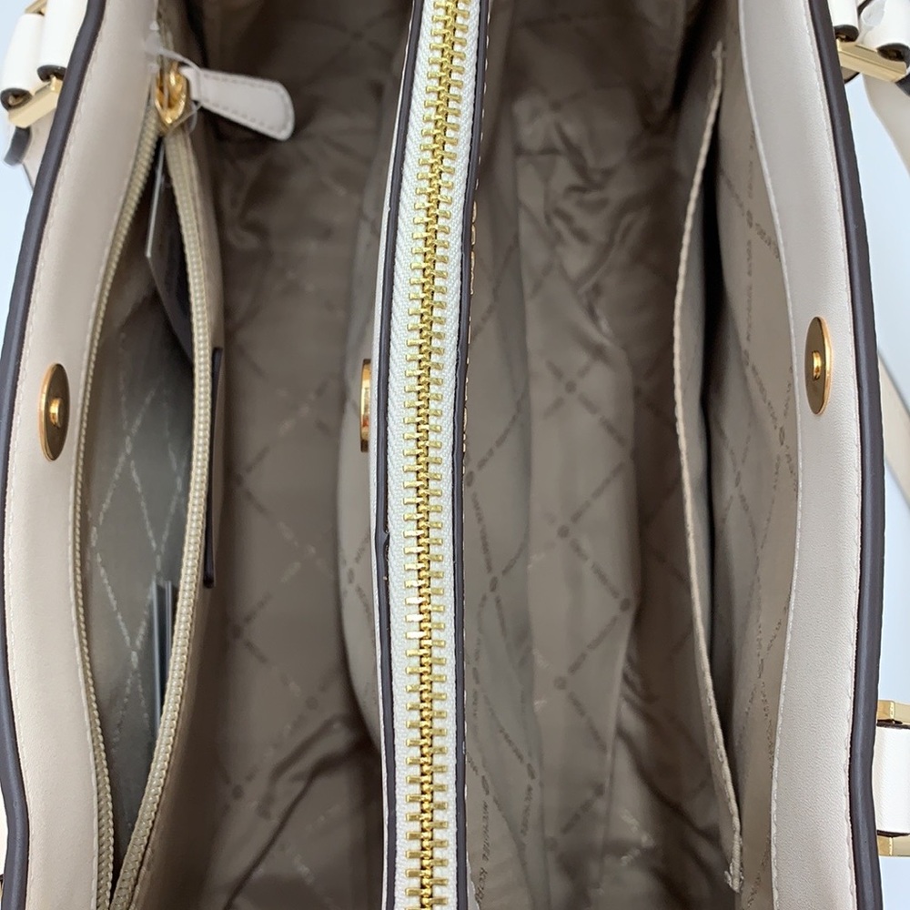 Michael Kors Daria Large Satchel Bag Leather Light Cream - Picture 11 of 16
